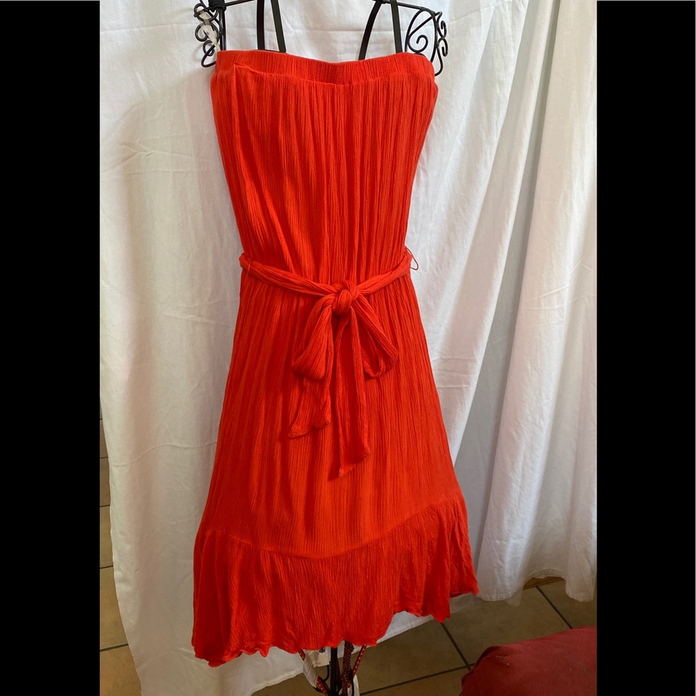 JBS Coral strapless dress high low hem removable sash size M